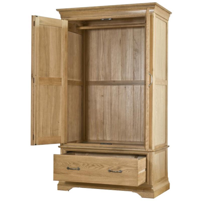 Limoges Solid Oak 1 Drawer Double Wardrobe